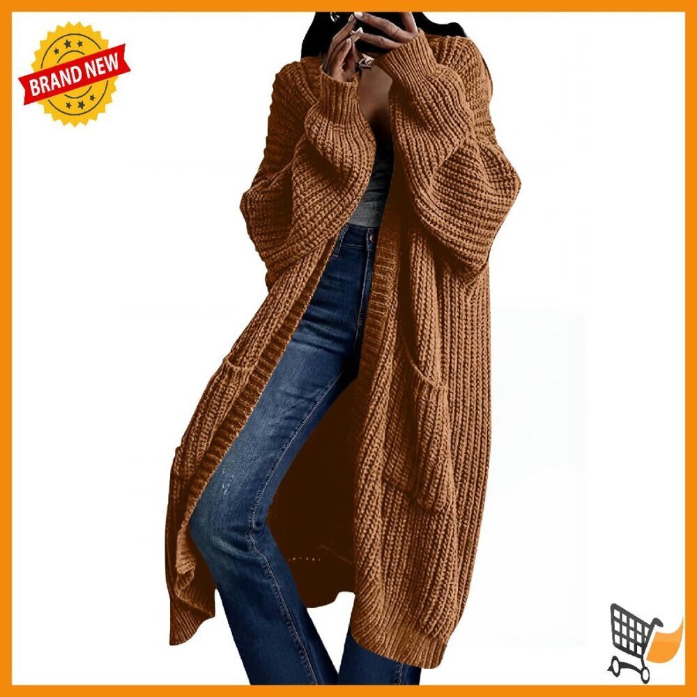 Oversized Long Cardigan Sweater Coat with Pockets, Cozy Winter Knit